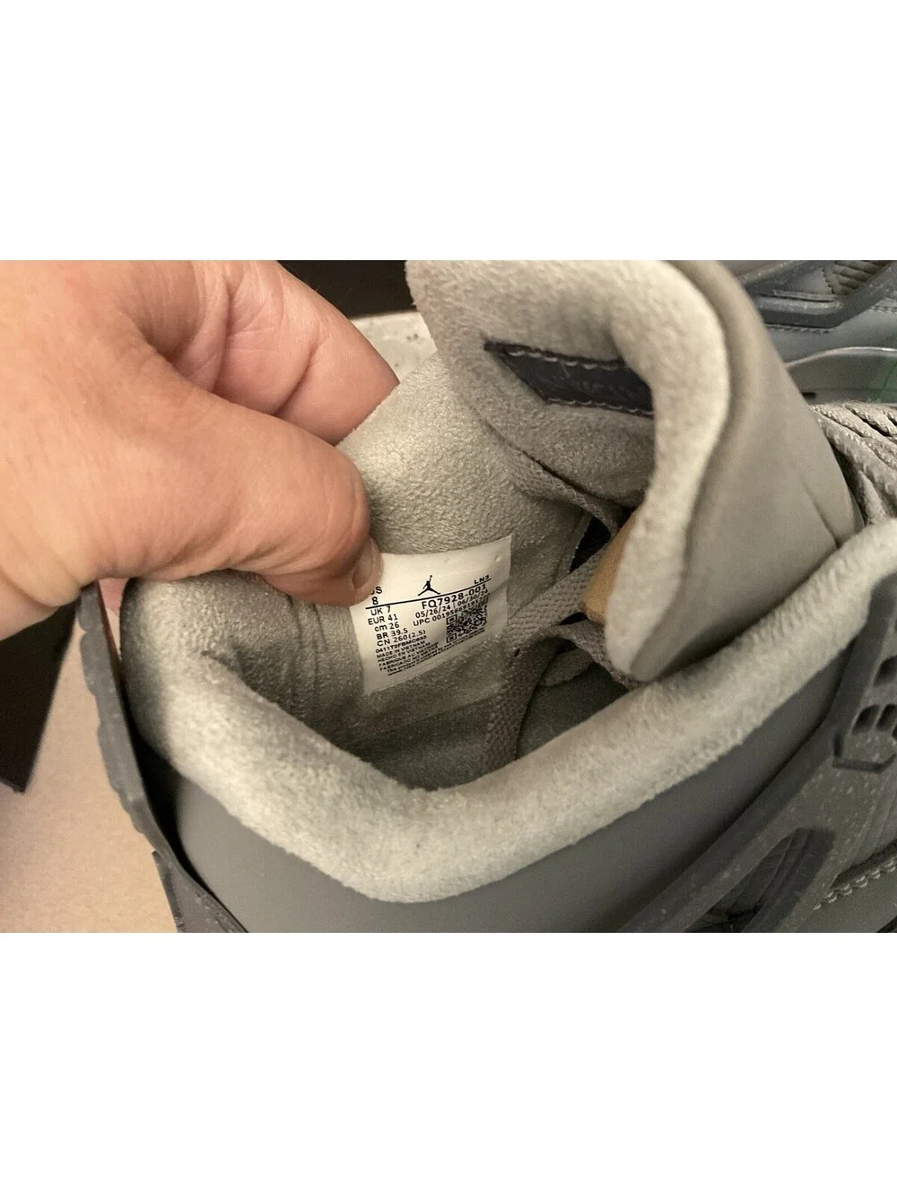 New! Nike Air Jordan 4 Retro SE 'Wet Cement' Smoke Grey/Iron Grey Shoes. SZ 8.